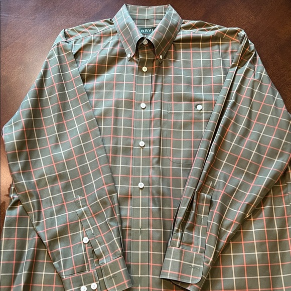 Orvis Other - Orvis Olive and Red Plaid Button-Down Shirt Size XL